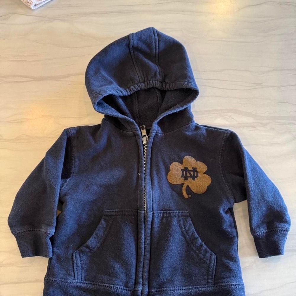 Notre Dame Baby 12M Full Zip Hoodie Sweatshirt Collegiate Logo Navy Blue Gold